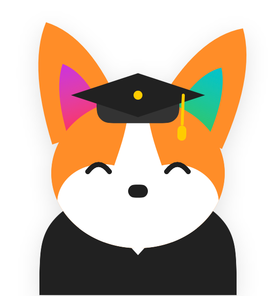 Kura in a graduation cap and gown